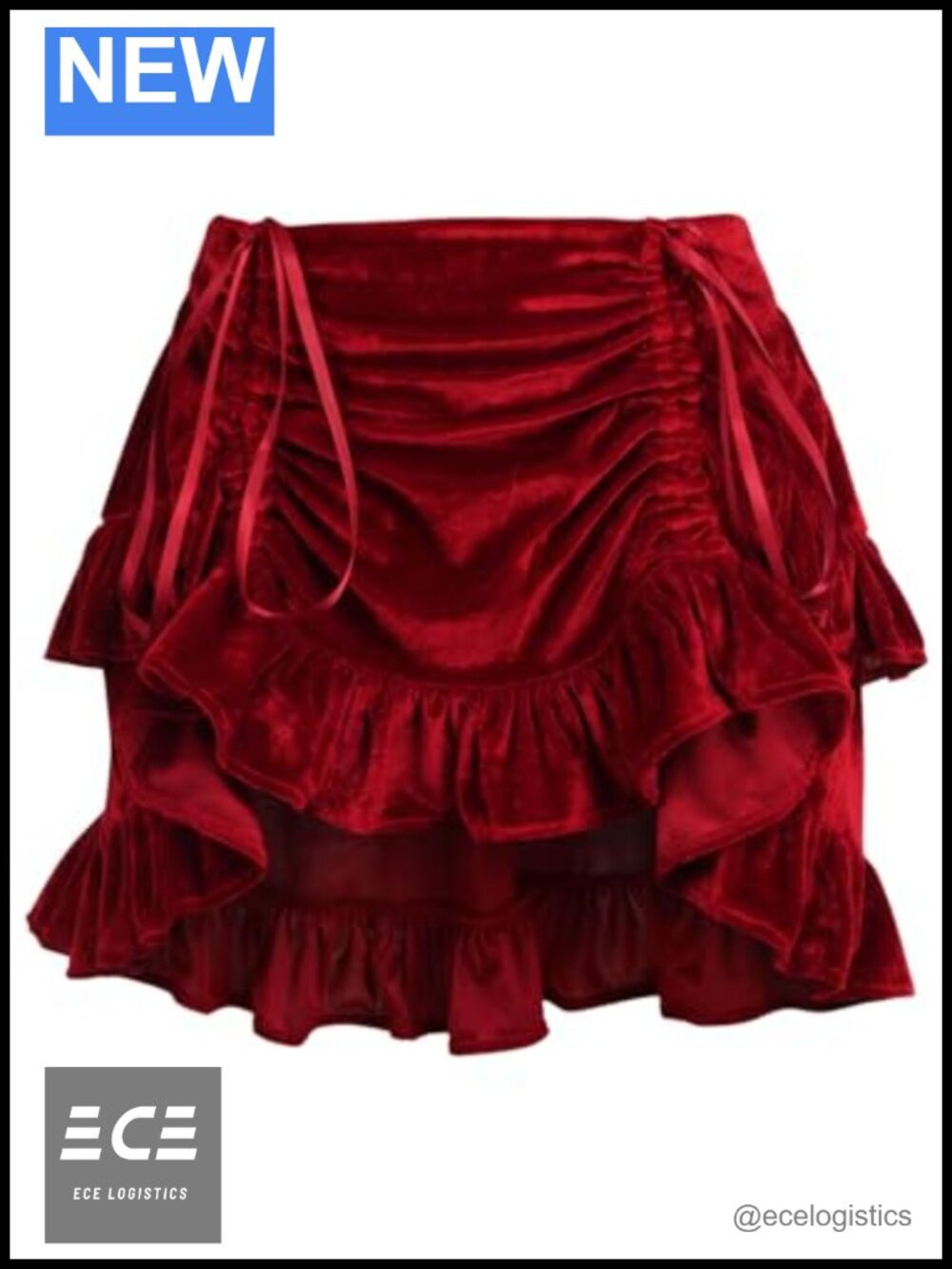 Velvet Ruched Bustle Skirt Full Adjustable Elastic Back Dance Halloween